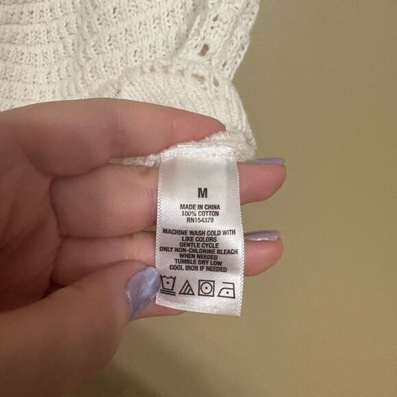 Aeropostale White Ivory Crocheted Off-The-Shoulder Knit Crop Top Medium - Picture 9 of 9